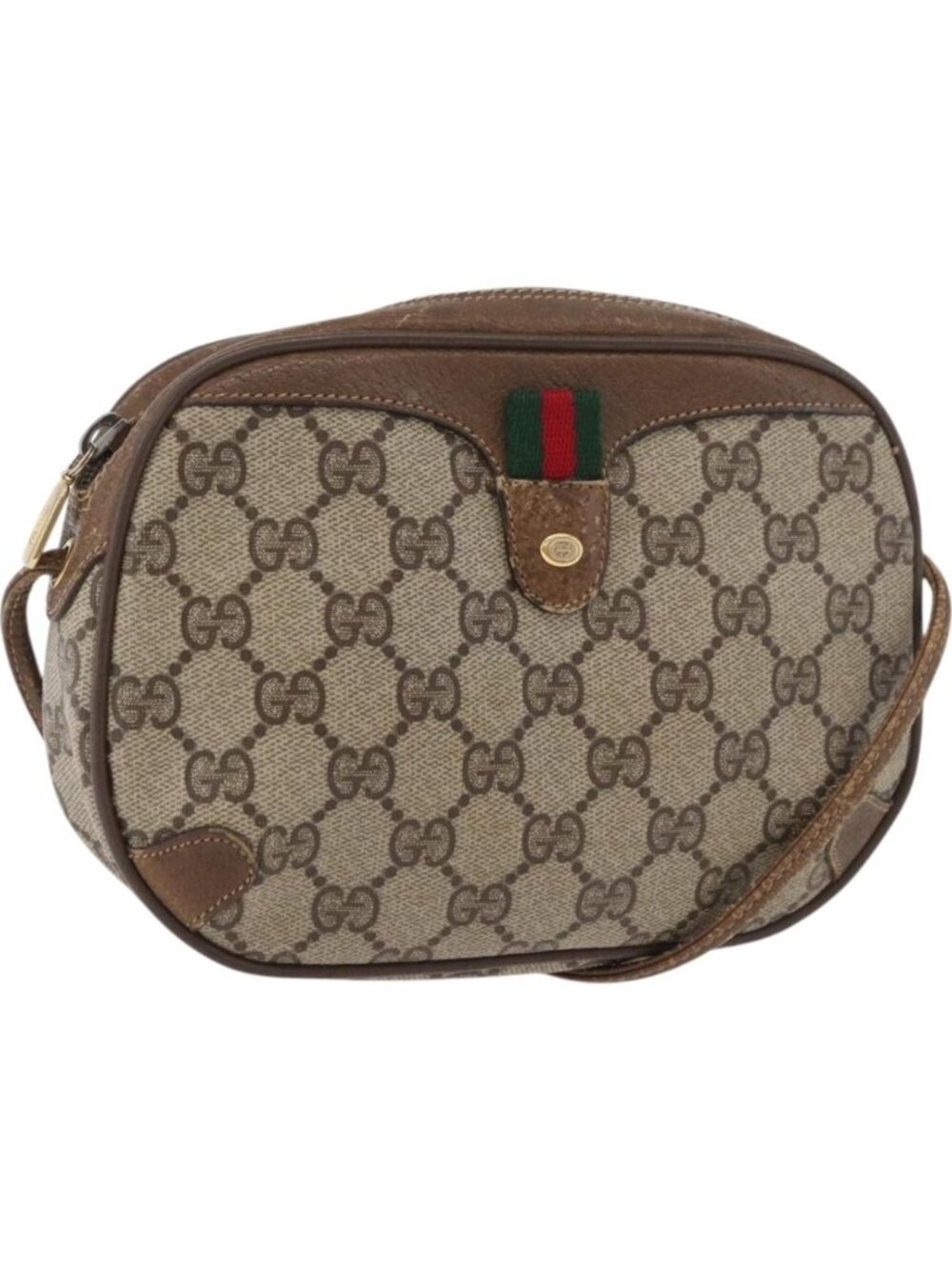 GUCCI GG Supreme Web Sherry Line Bag PVC Beige Gold 89 02 066